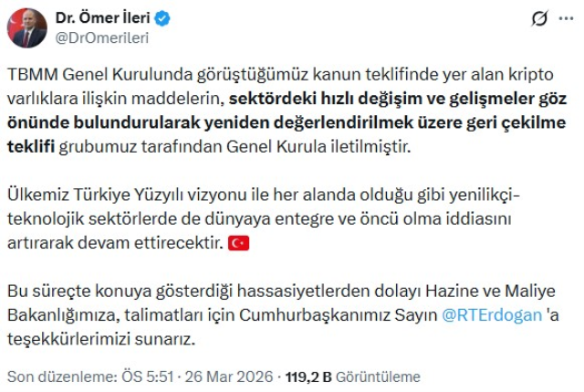 Kripto Varlıklarla İlgili Meclis’te Gündeme Gelen Kanun Teklifinin Maddeleri Geri Alındı